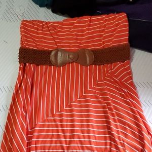 Strapless belted dress